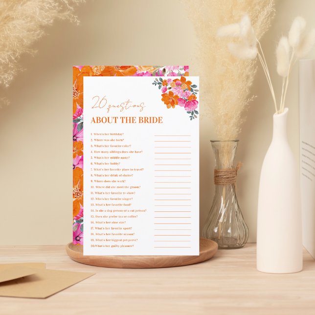 Vibrant Floral 20 Fragen zum Bride Game (Von Creator hochgeladen)