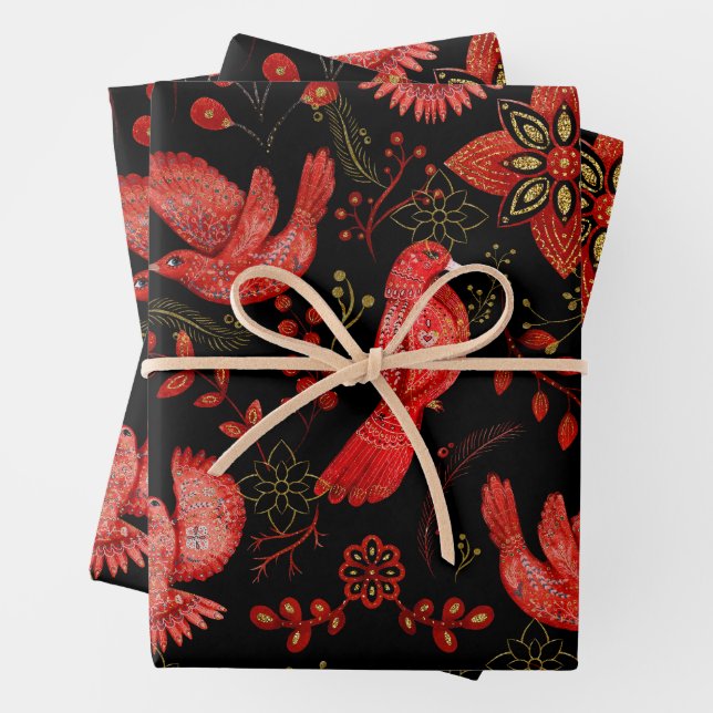  Vibrant floral and leafy pattern designs Geschenkpapier Set (Beispiel)