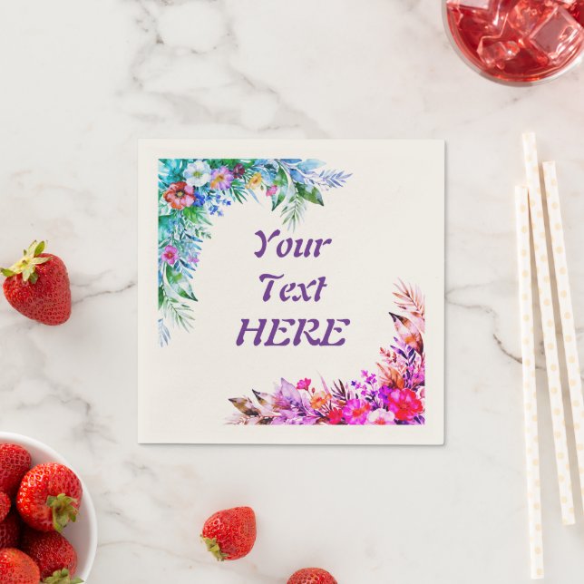 Vibrant Floral Corner Custom Party Napkins Serviette (Beispiel)