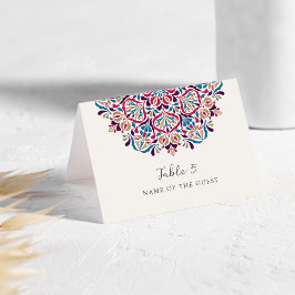 Vibrant Floral Delight Mandala Wedding Place Card  Tischnummer