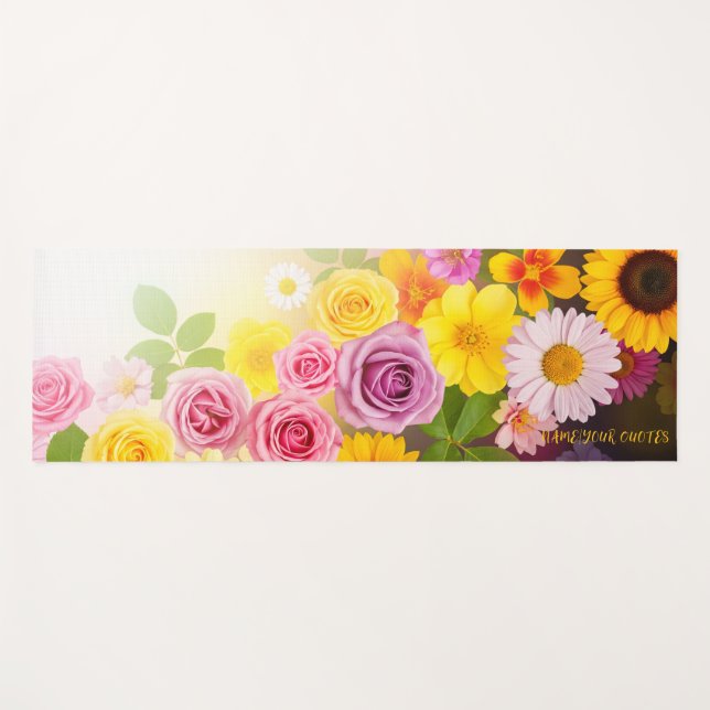 Vibrant Floral Gradient Art – Pink Yellow Purple Yogamatte (Vorderseite (Horizontal))