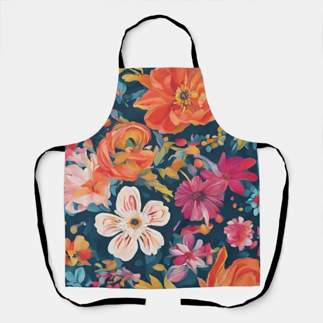 Vibrant Floral Graphic Art Schürze (Vorderseite)