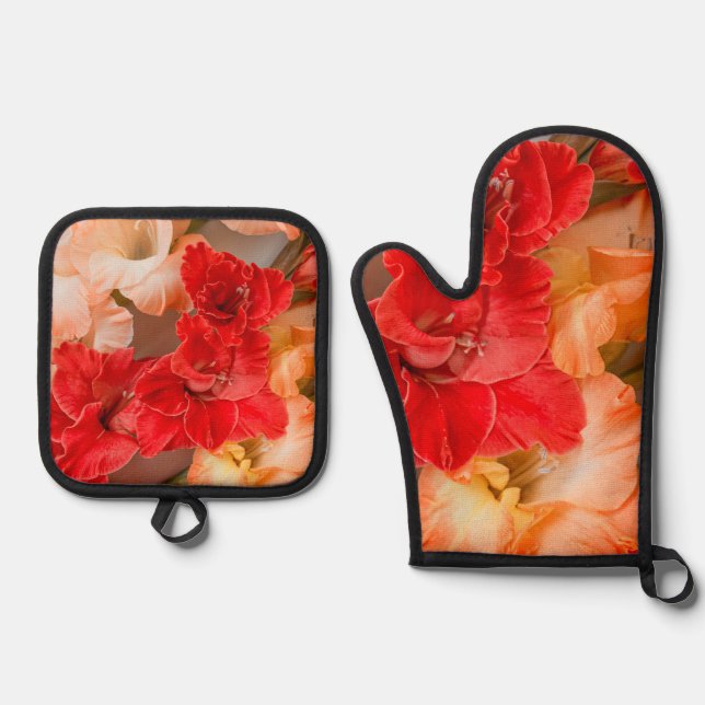 Vibrant floral ofenhandschuh & Topflappen-Set (Vorderseite)