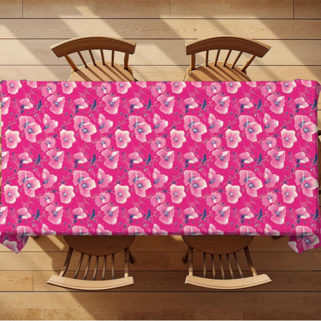 Vibrant Floral Pattern in Pink, White & Royal Blue Tischdecke (Von Creator hochgeladen)