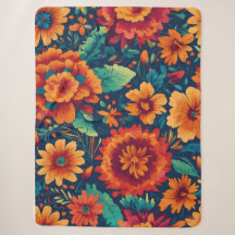 Vibrant Floral Sherpa Blanket - Large