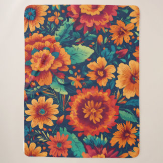 Vibrant Floral Sherpa Blanket - Large Sherpadecke