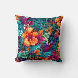 vibrant floral tropical orange flower interior kissen