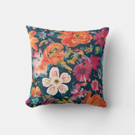 Vibrant florale Grafik Kissen