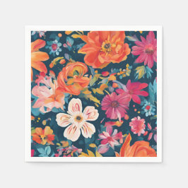 Vibrant florale Grafik Serviette