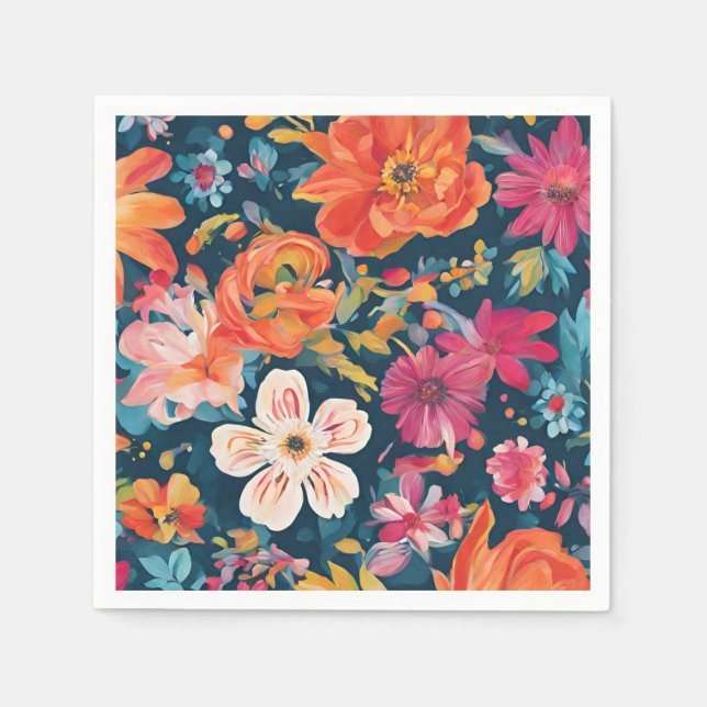 Vibrant florale Grafik Serviette (Vorderseite)