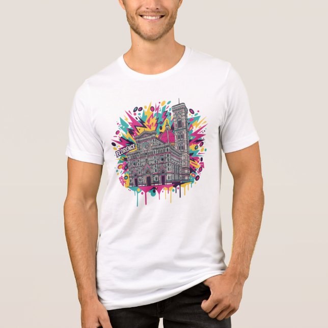 Vibrant Florence Italy Cathedral Graphic Tri-Blend Shirt (Vorderseite)