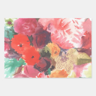 Vibrant Flower Bouquet Wrapping Paper Sheet Geschenkpapier Set