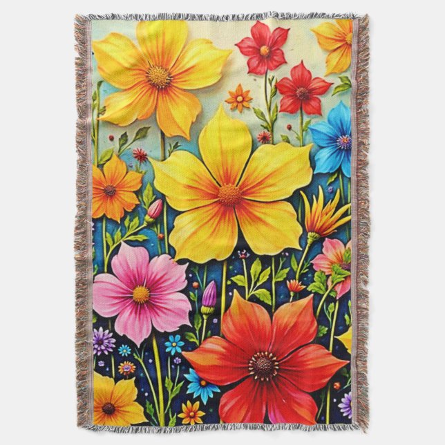 Vibrant Flowers: Garden of Joy Art Decke (Vorderseite Vertikal)