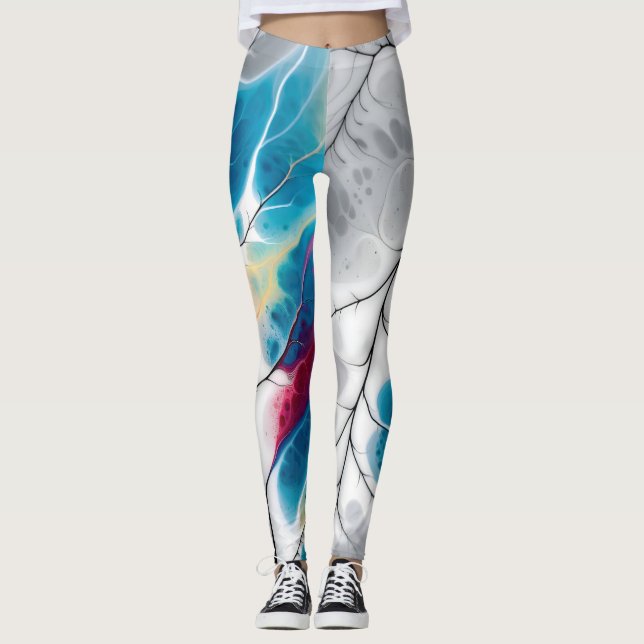 Vibrant Fluid Neural Leaf Vein Abstract Wrap Leggings (Vorderseite)