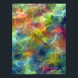 Vibrant Fractal Nebula Swirl Energy Fotodruck<br><div class="desc">Swirling tendrils of electric turquoise, lime, cyan, fiery orange, magenta, and deep indigo explode across the frame in fractal-like motion. Gossamer threads of yellow-green and peach float like aurora ribbons through darker violet and navy veins, creating luminous depth and a sense of boundless creative energy. The soft, radiant texture evokes...</div>