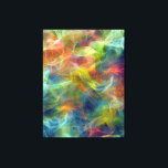 Vibrant Fractal Nebula Swirl Energy Leinwanddruck<br><div class="desc">Swirling tendrils of electric turquoise, lime, cyan, fiery orange, magenta, and deep indigo explode across the frame in fractal-like motion. Gossamer threads of yellow-green and peach float like aurora ribbons through darker violet and navy veins, creating luminous depth and a sense of boundless creative energy. The soft, radiant texture evokes...</div>