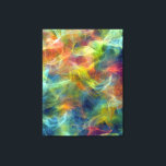 Vibrant Fractal Nebula Swirl Energy Leinwanddruck<br><div class="desc">Swirling tendrils of electric turquoise, lime, cyan, fiery orange, magenta, and deep indigo explode across the frame in fractal-like motion. Gossamer threads of yellow-green and peach float like aurora ribbons through darker violet and navy veins, creating luminous depth and a sense of boundless creative energy. The soft, radiant texture evokes...</div>