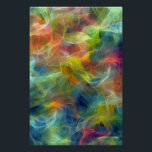 Vibrant Fractal Nebula Swirl Energy Poster<br><div class="desc">Swirling tendrils of electric turquoise, lime, cyan, fiery orange, magenta, and deep indigo explode across the frame in fractal-like motion. Gossamer threads of yellow-green and peach float like aurora ribbons through darker violet and navy veins, creating luminous depth and a sense of boundless creative energy. The soft, radiant texture evokes...</div>