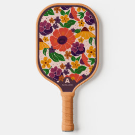 Vibrant Garden Floral Pattern Pickleball Paddle