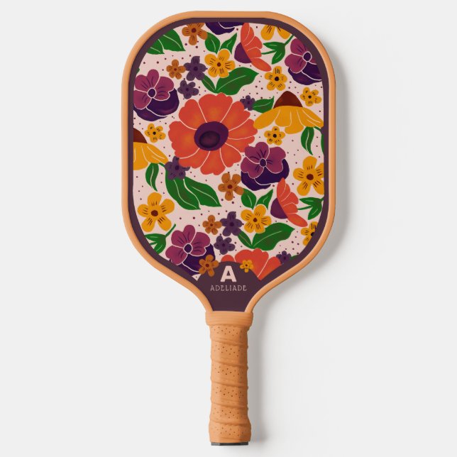 Vibrant Garden Floral Pattern Pickleball Paddle (Vorderseite)