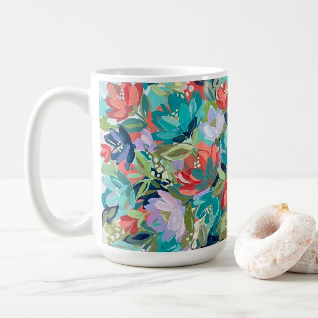 Vibrant Garden Symphony Kaffeetasse (Mit Donut)