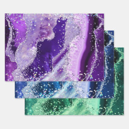 Vibrant Gemstone Marble Agate Patterns Geschenkpapier Set