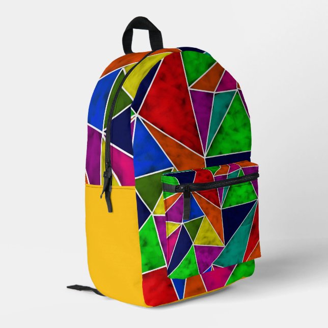 Vibrant geometric pattern bedruckter rucksack (Rückseitige Ecke links)