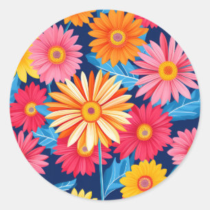 Vibrant Gerbera Daisies Blume Pflanze Runder Aufkleber