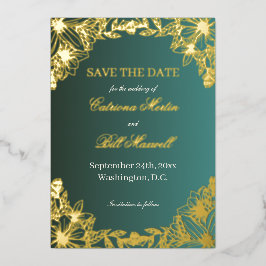 Vibrant Gold Floral Wedding Save The Date Card Folieneinladung