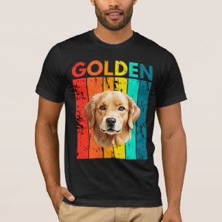 Vibrant Golden Retriever Retro Design T-Shirt