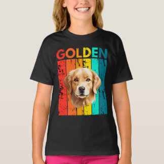 Vibrant Golden Retriever Retro Design T-Shirt