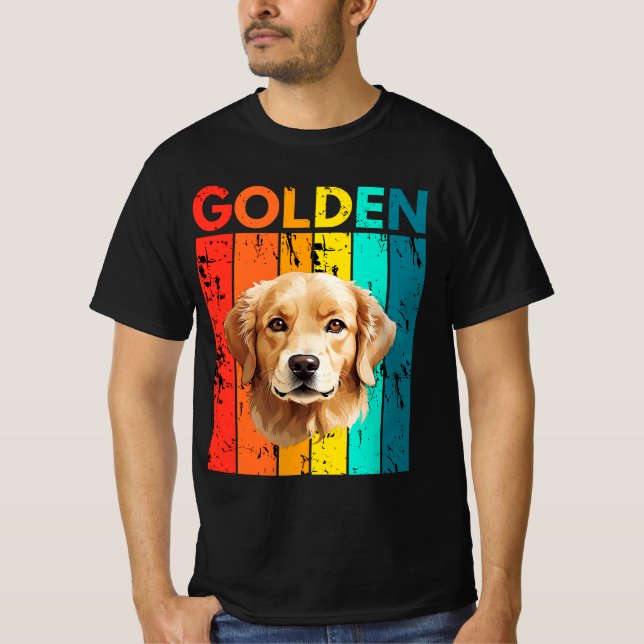 Vibrant Golden Retriever Retro Design T-Shirt (Vorderseite)