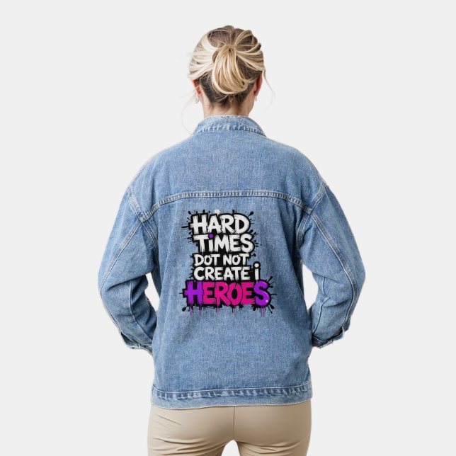 Vibrant Gradient Typographical Create Heroes  Jeansjacke (Modell)