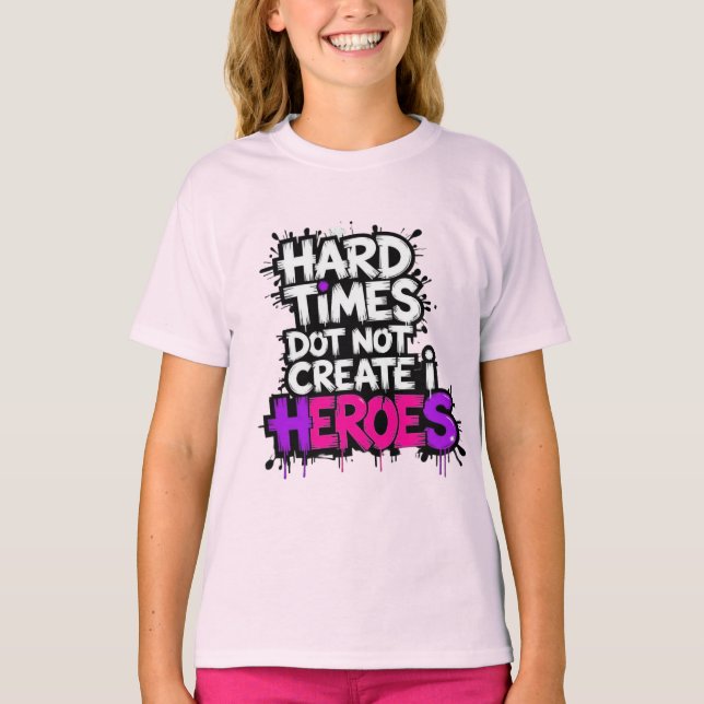 Vibrant Gradient Typographical Create Heroes  T-Shirt (Vorderseite)