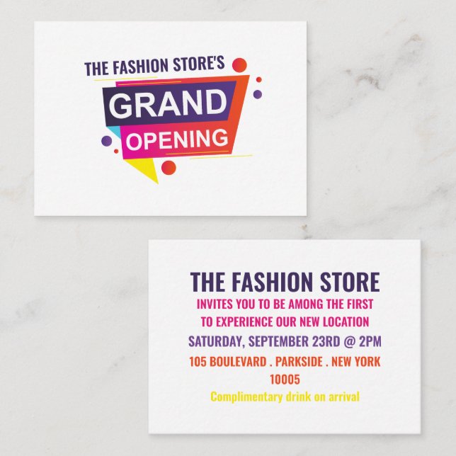 Vibrant Grand Opening Ceremony Card Visitenkarte (Vorne/Hinten)