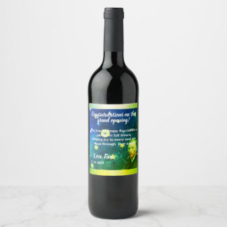 Vibrant Green & Blue Editable VAN GOCH Weinetikett