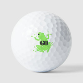 Vibrant Green Frog Illustration "GO" Custom Golfball