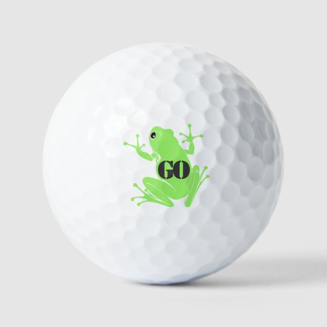 Vibrant Green Frog Illustration "GO" Custom  Golfball (Vorderseite)