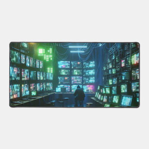 Vibrant Green und Blue High-Tech Hacker's Lair Schreibtischunterlage