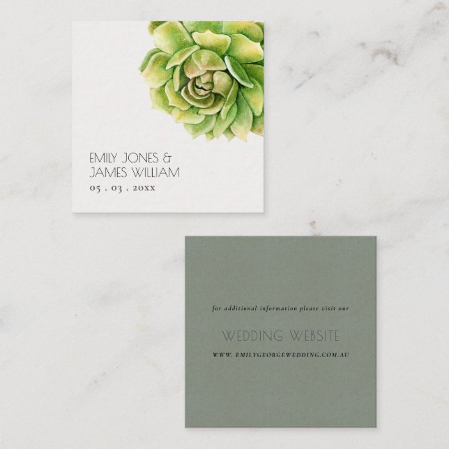 VIBRANT GREEN WATERCOLOR ERFOLGREICHE WEDD QUADRATISCHE VISITENKARTE (Vorne/Hinten)