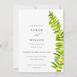 VIBRANT GREEN WATERCOLOR FERN FOLIAGE WEDD EINLADUNG