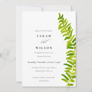 VIBRANT GREEN WATERCOLOR FERN FOLIAGE WEDD EINLADUNG