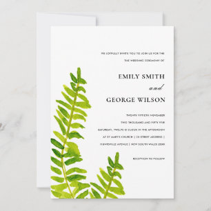 VIBRANT GREEN WATERCOLOR FERN FOLIAGE WEDD EINLADUNG