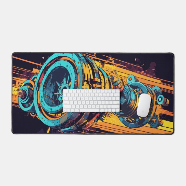 Vibrant Grunge Cyberpunk Mechanical Engine Gear (Clavier et souris)