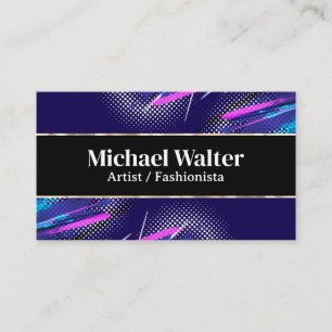 Vibrant Halftone Stylish Gold Trim Visitenkarte