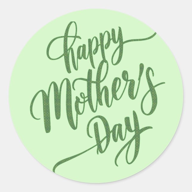 Vibrant Happy Mother Day Light Green Runder Aufkleber (Vorderseite)