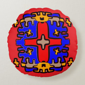 Vibrant Heart Mandala Rundes Kissen