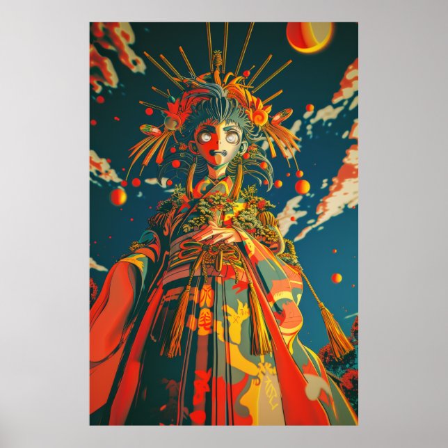 Vibrant High-Contrast Psychedelic Illustration Pos Poster (Vorne)