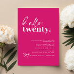Vibrant Hot Pink Hallo 20. Geburtstagsparty Einladung<br><div class="desc">Diese minimalistische Typografie 20. Geburtstagsfeier lädt zu einer modernen Geburtstagsparty ein. Das schlichte Design zeichnet sich durch zeitgenössischen hallo-Skripttext in weißer Farbe auf lebendigem, heiß rosa Hintergrund aus. Anpassbar in jeder Farbe. Behalt das Design minimal und elegant, wie es ist, oder personalisiere es durch Hinzufügen von eigenen Grafiken und Kunstwerken....</div>