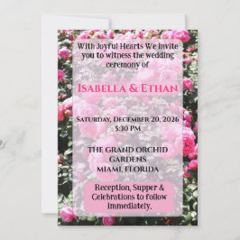 Vibrant Hot Pink Rose Bush Garden Wedding Einladung